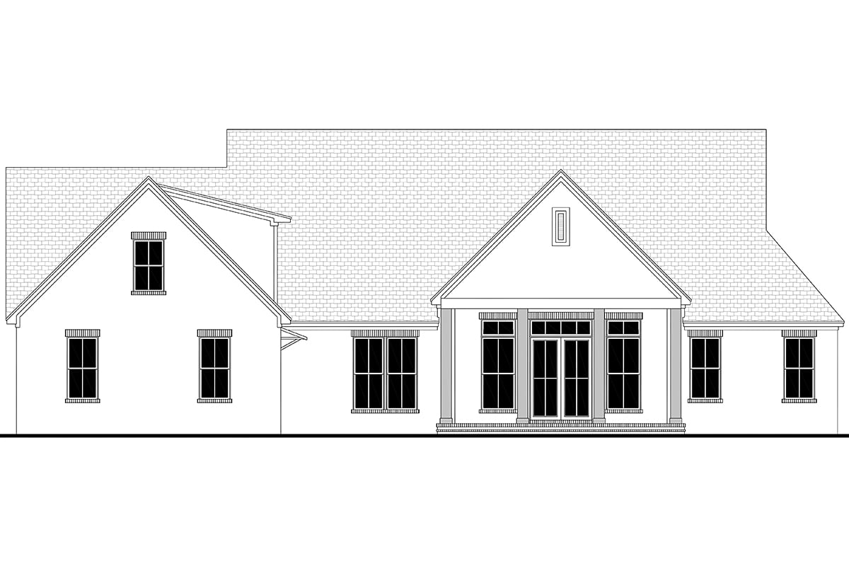 Contemporary Southern Traditional Rear Elevation of Plan 82927