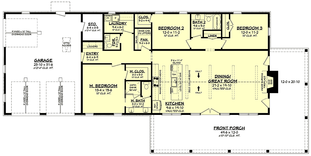 Barndominium Country Farmhouse Level One of Plan 82928