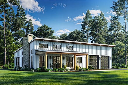 Contemporary, Farmhouse, Modern House Plan 82967 with 2 Beds, 2 Baths, 2 Car Garage
