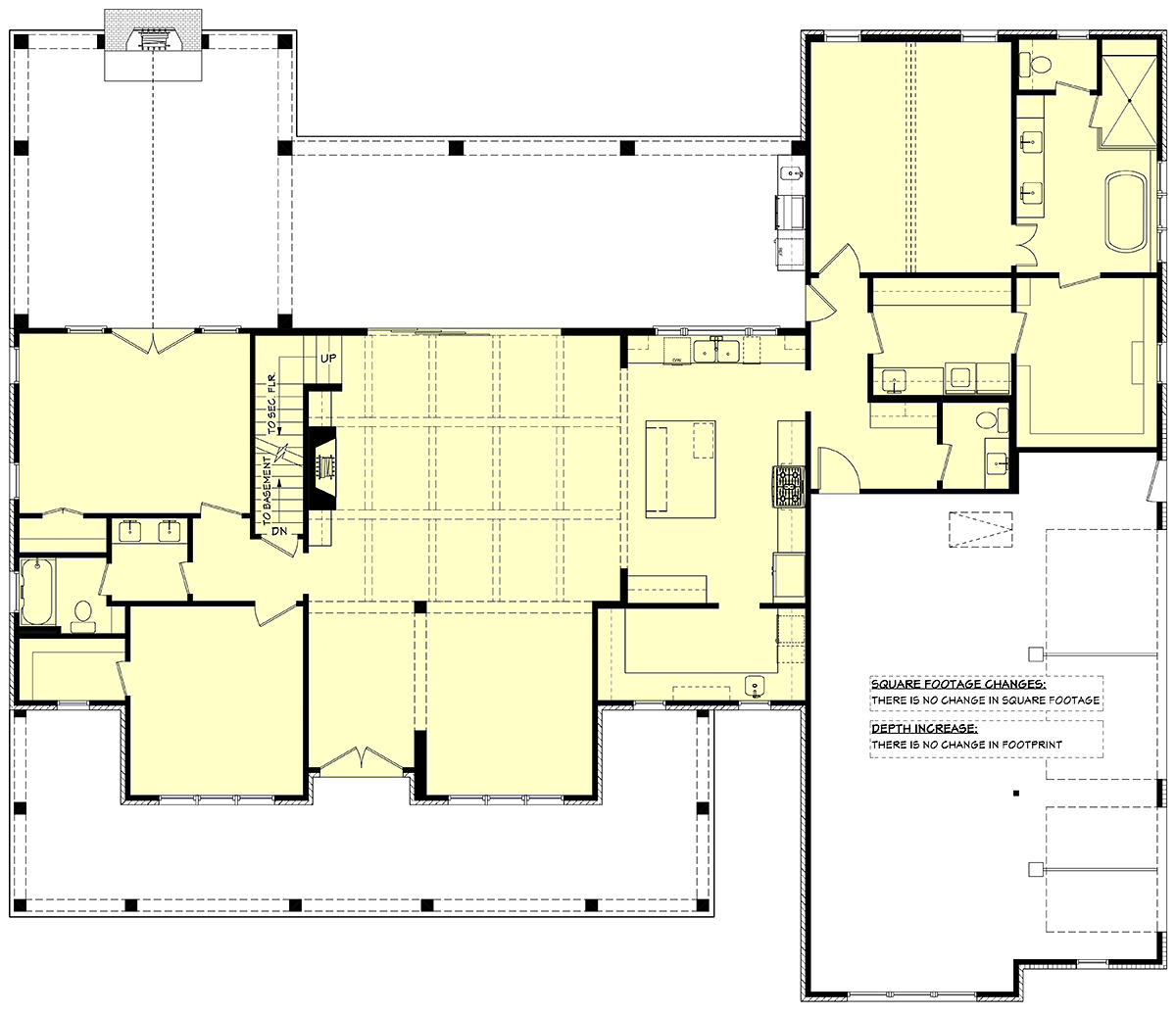 Contemporary Country Craftsman Farmhouse New American Style Southern Alternate Level One of Plan 82972