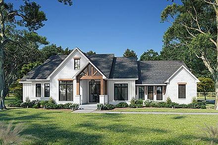 Contemporary Country Craftsman Farmhouse New American Style Elevation of Plan 82975
