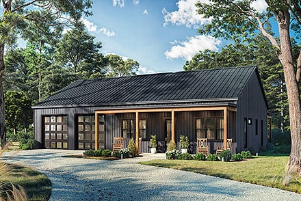 Barndominium Contemporary Country Farmhouse Elevation of Plan 82976