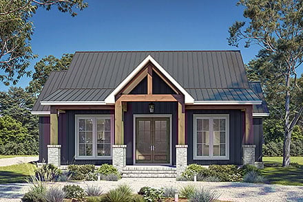 Contemporary Cottage Country Farmhouse Southern Elevation of Plan 82977