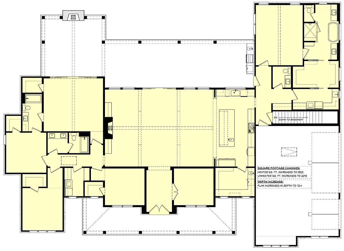 Contemporary Farmhouse Traditional Alternate Level One of Plan 82979