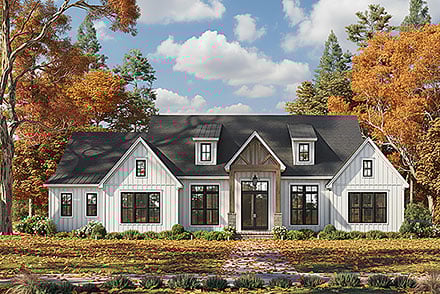 Country Craftsman Farmhouse Southern Elevation of Plan 82981