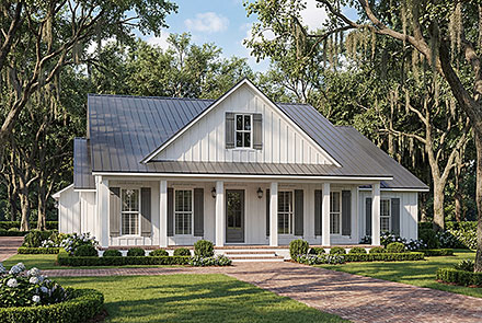 Contemporary Cottage Country Farmhouse Southern Elevation of Plan 82987