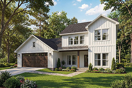 Contemporary Country Farmhouse Traditional Elevation of Plan 82990