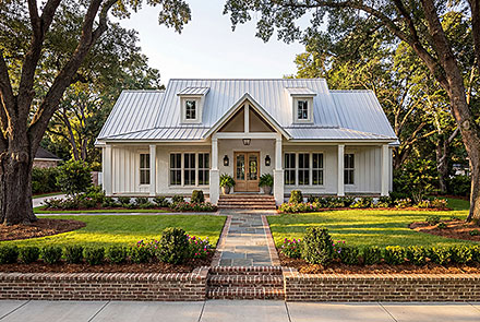 Contemporary Cottage Country Farmhouse Southern Elevation of Plan 82995