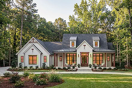 Contemporary Craftsman Farmhouse Southern Elevation of Plan 82999