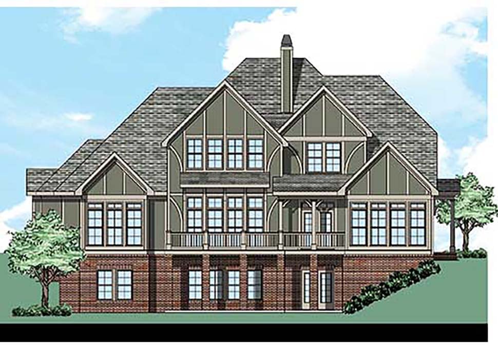 Bungalow European Tudor Victorian Rear Elevation of Plan 83000