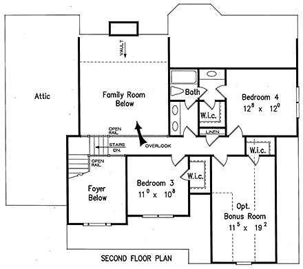 House Plan 83012 Second Level Plan