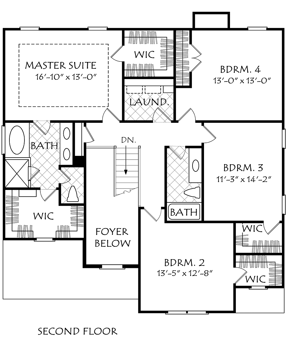 Colonial Cottage Country Southern Traditional Level Two of Plan 83020