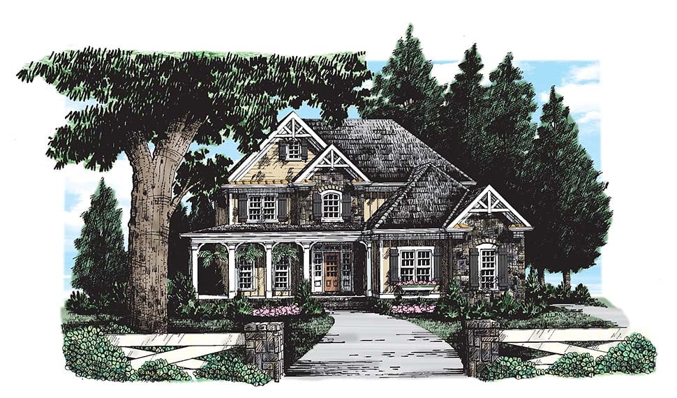 Craftsman, European, Farmhouse Plan with 2443 Sq. Ft., 4 Bedrooms, 3 Bathrooms, 2 Car Garage Picture 8