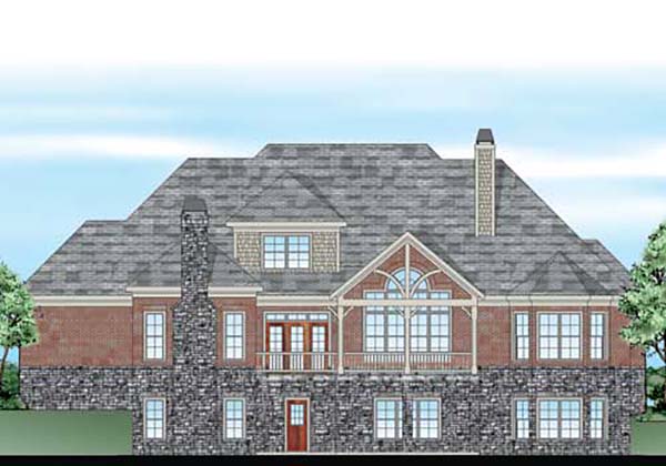 Colonial Traditional Rear Elevation of Plan 83025