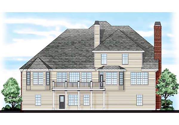 European, Traditional Plan with 3718 Sq. Ft., 4 Bedrooms, 4 Bathrooms, 3 Car Garage Rear Elevation