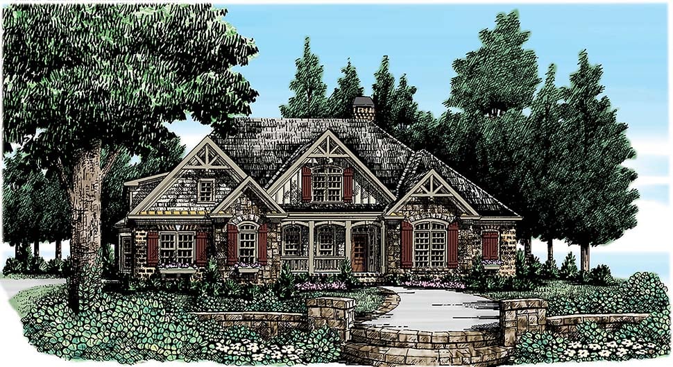 Craftsman, Traditional Plan with 3629 Sq. Ft., 5 Bedrooms, 4 Bathrooms, 3 Car Garage Elevation