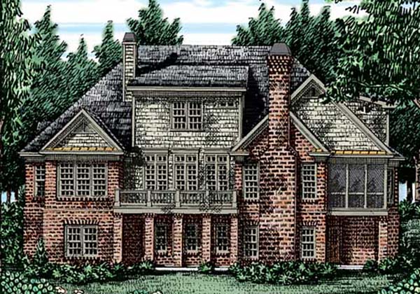 Craftsman, Traditional Plan with 3629 Sq. Ft., 5 Bedrooms, 4 Bathrooms, 3 Car Garage Rear Elevation