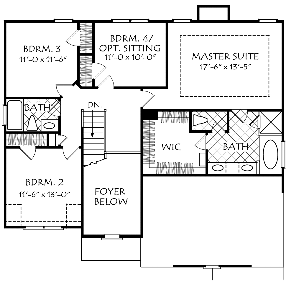Cottage Traditional Level Two of Plan 83043
