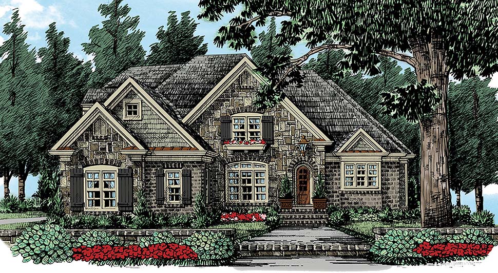 Craftsman, Traditional Plan with 2776 Sq. Ft., 4 Bedrooms, 3 Bathrooms, 2 Car Garage Elevation