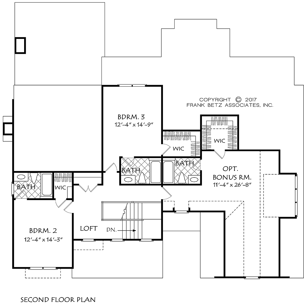 Farmhouse Southern Traditional Level Two of Plan 83052