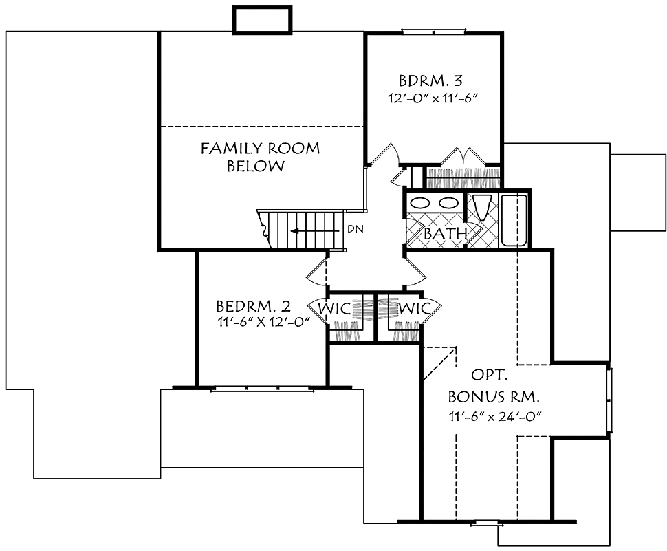 Colonial European French Country Level Two of Plan 83056