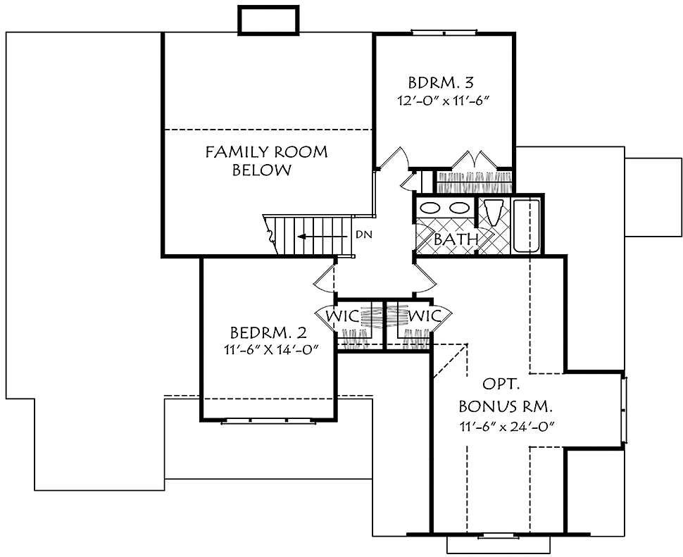 Country Farmhouse Traditional Level Two of Plan 83057