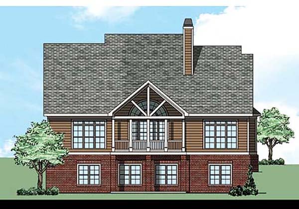 Traditional Plan with 2690 Sq. Ft., 4 Bedrooms, 3 Bathrooms, 2 Car Garage Rear Elevation