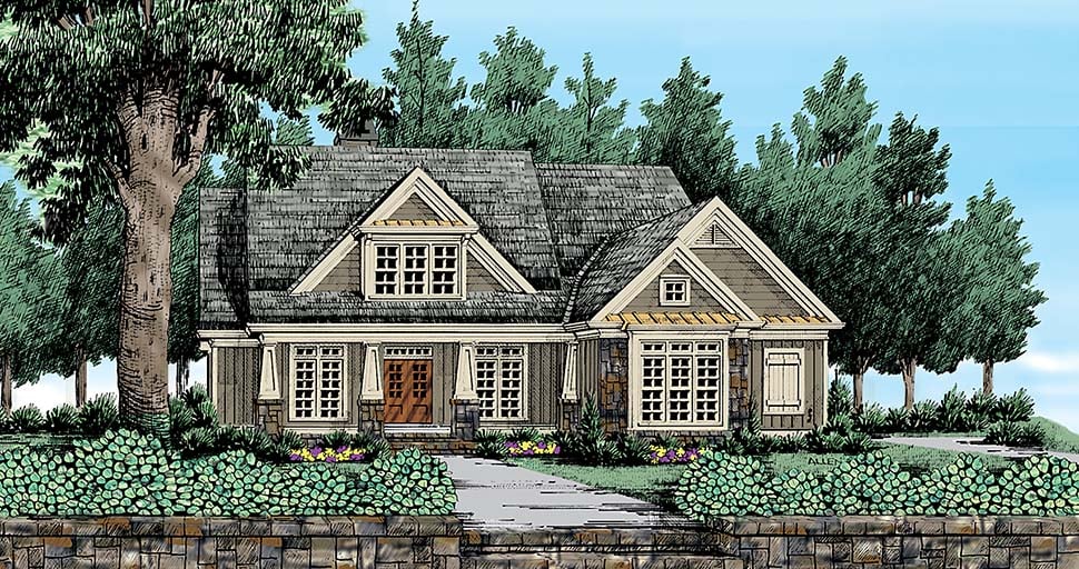Bungalow, Craftsman, Traditional Plan with 2619 Sq. Ft., 4 Bedrooms, 4 Bathrooms, 2 Car Garage Elevation