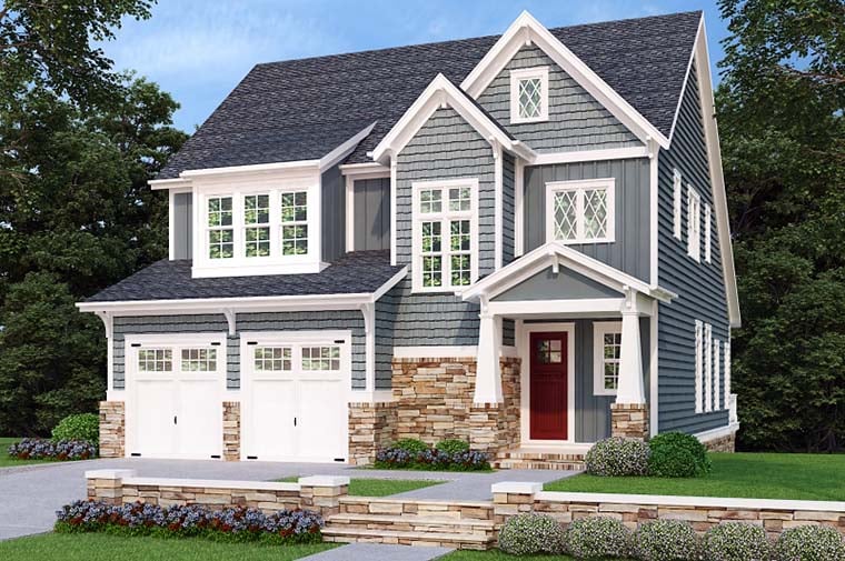 Craftsman Plan with 2709 Sq. Ft., 4 Bedrooms, 4 Bathrooms, 2 Car Garage Elevation