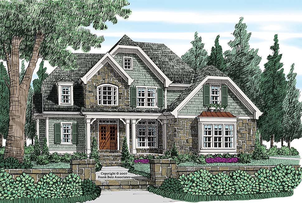 Bungalow, Craftsman, Traditional Plan with 2403 Sq. Ft., 4 Bedrooms, 3 Bathrooms, 2 Car Garage Elevation