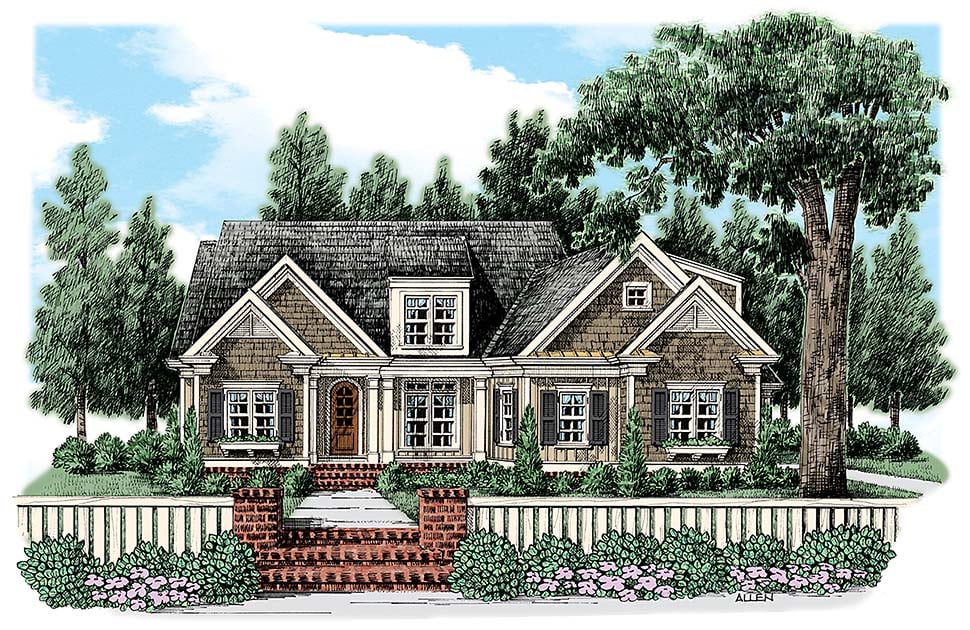 Traditional Plan with 2220 Sq. Ft., 3 Bedrooms, 3 Bathrooms, 2 Car Garage Elevation