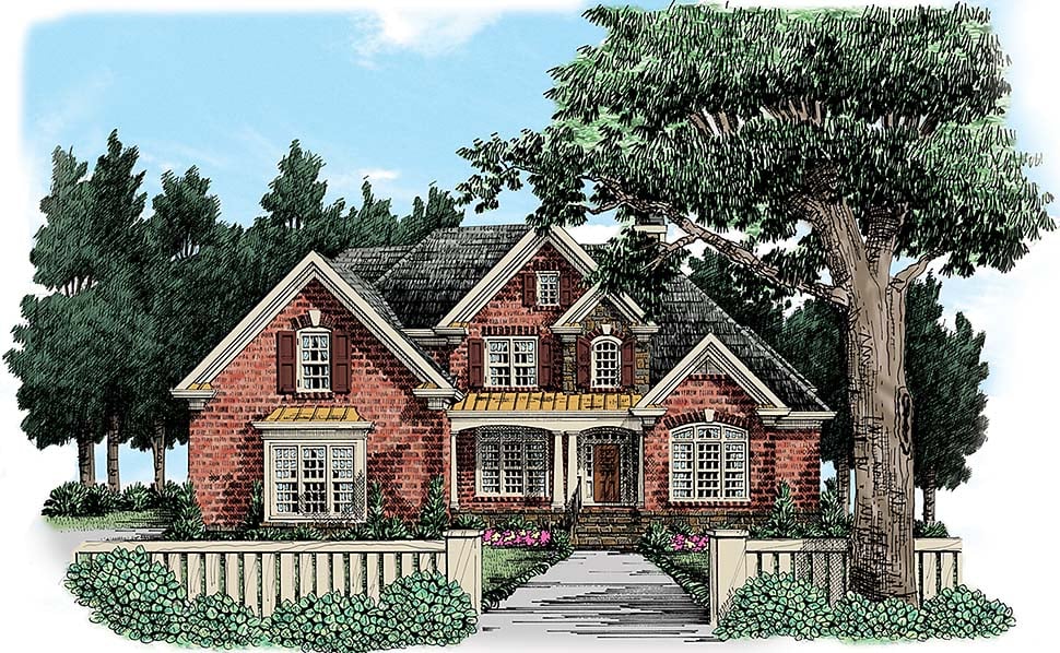 Traditional Style House Plan Number 83090 With 4 Bed Bath 3 Car Garage