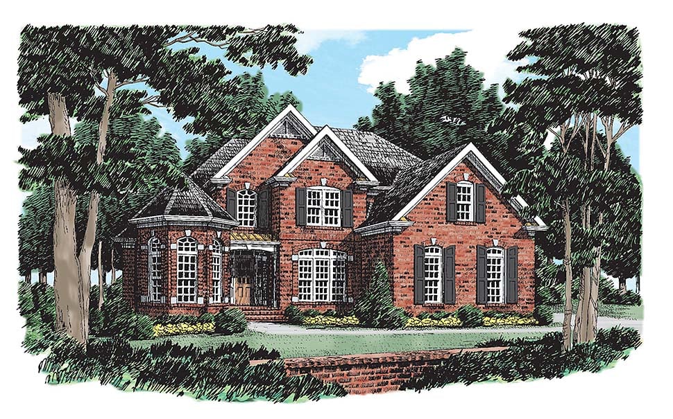 Traditional Plan with 2286 Sq. Ft., 3 Bedrooms, 3 Bathrooms, 2 Car Garage Elevation