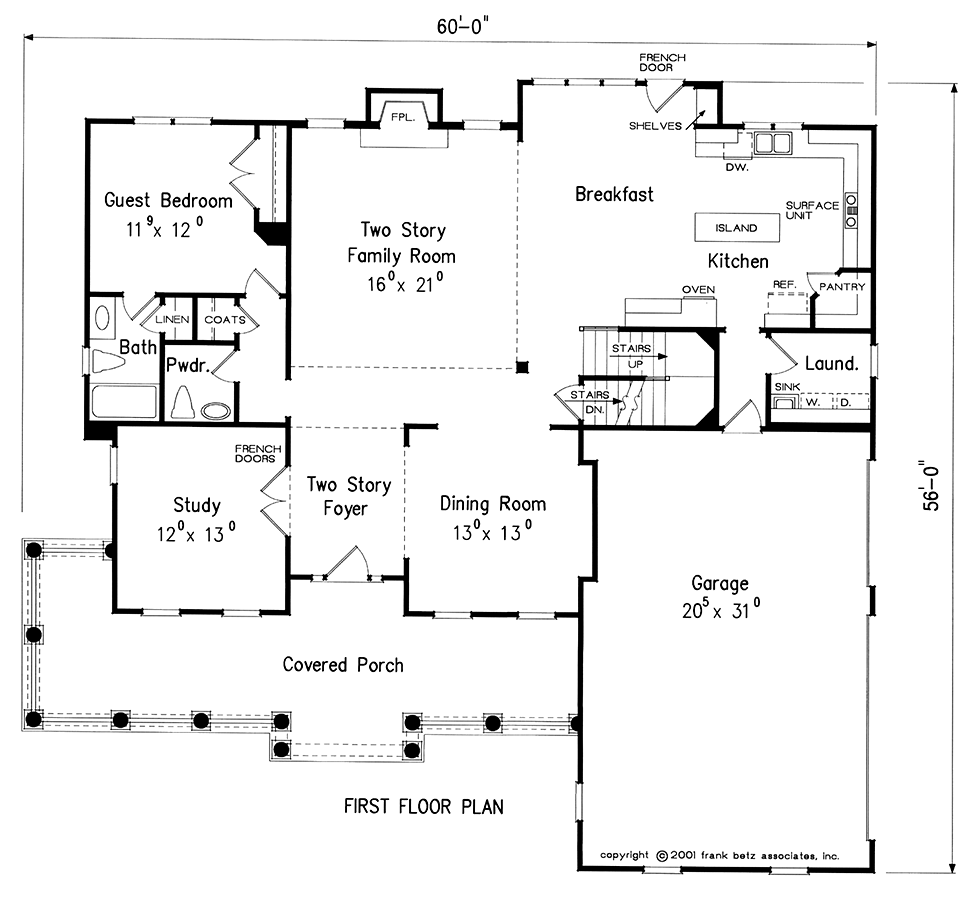 Colonial Southern Traditional Level One of Plan 83097