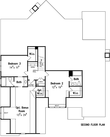 House Plan 83100 Second Level Plan