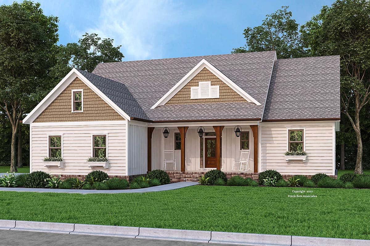 Cottage, Country, Farmhouse, Traditional Plan with 2030 Sq. Ft., 4 Bedrooms, 4 Bathrooms, 2 Car Garage Elevation