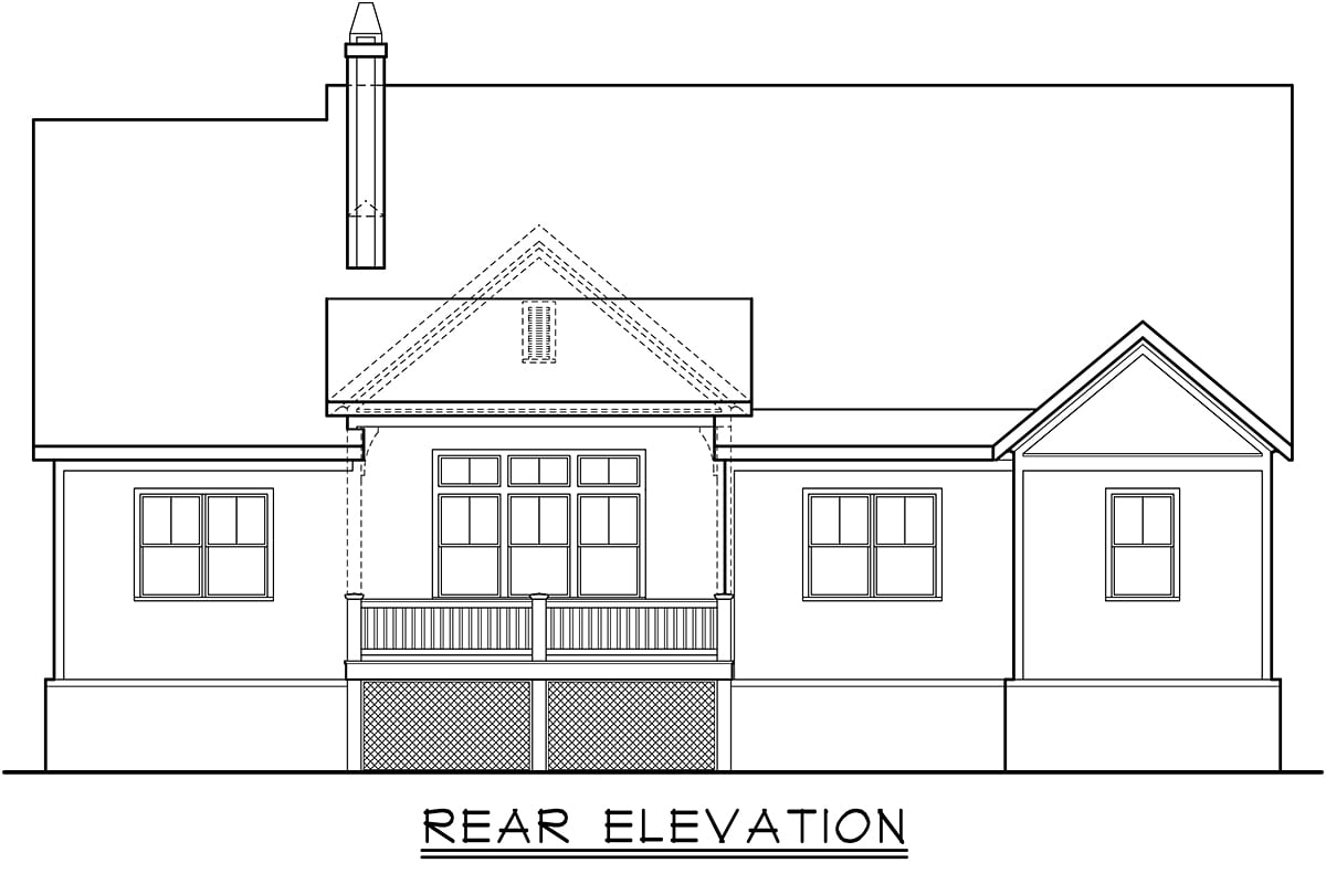 Cottage Country Farmhouse Traditional Rear Elevation of Plan 83127
