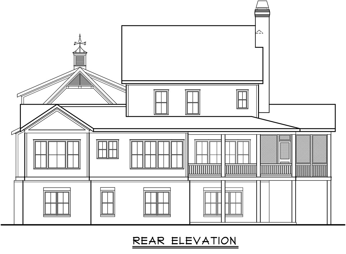 Cottage Country Farmhouse Rear Elevation of Plan 83130