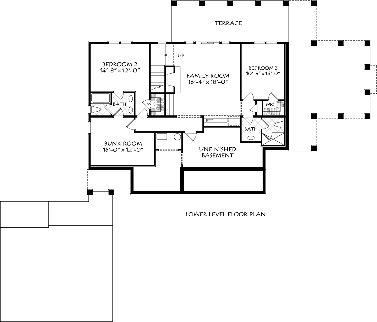 Cottage Craftsman Farmhouse Ranch Traditional Lower Level of Plan 83136
