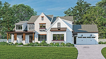 Country European Farmhouse Traditional Elevation of Plan 83139