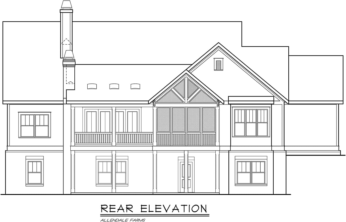 Cottage Country Farmhouse Traditional Rear Elevation of Plan 83144