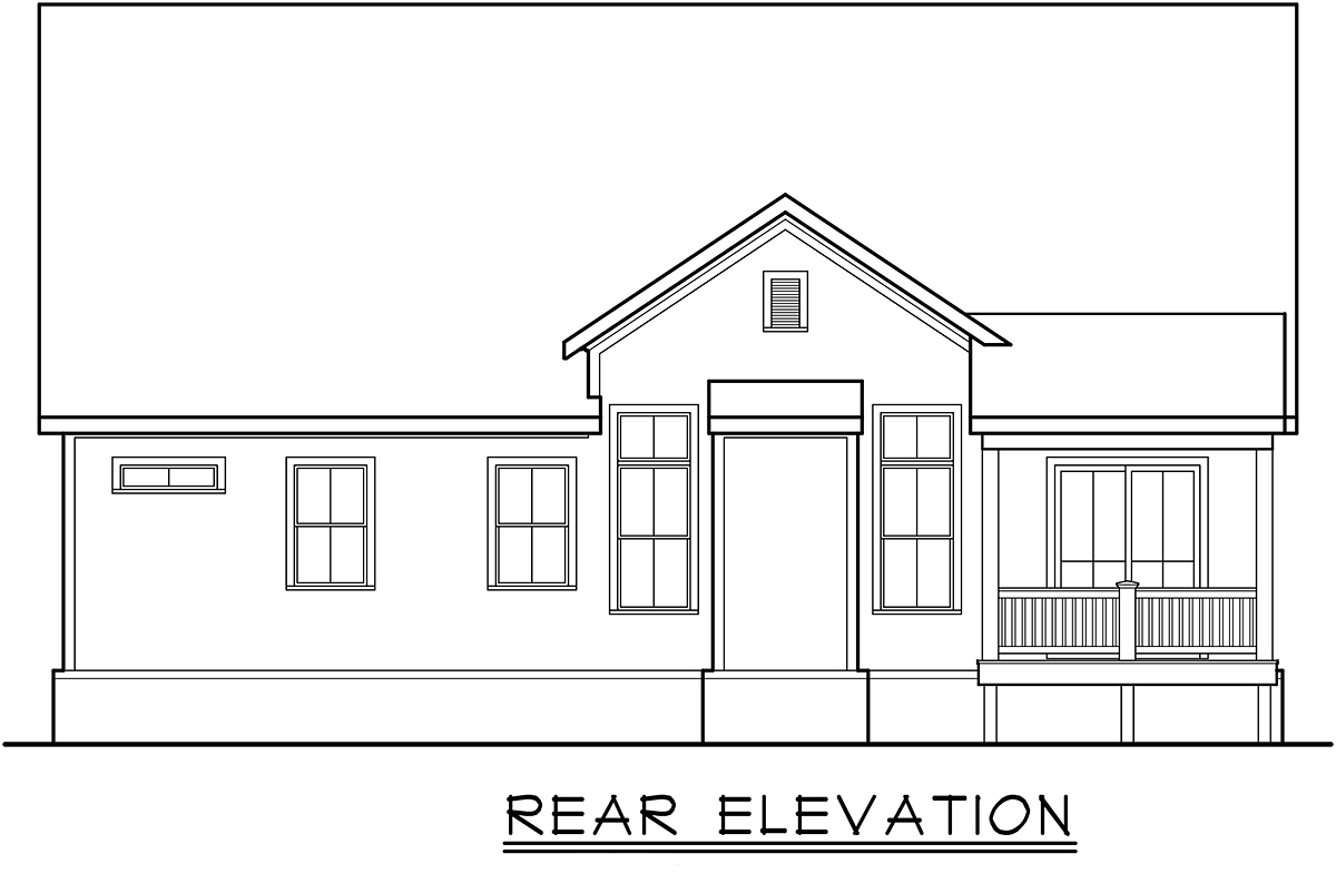 Cottage Country Craftsman Farmhouse Ranch Traditional Rear Elevation of Plan 83150