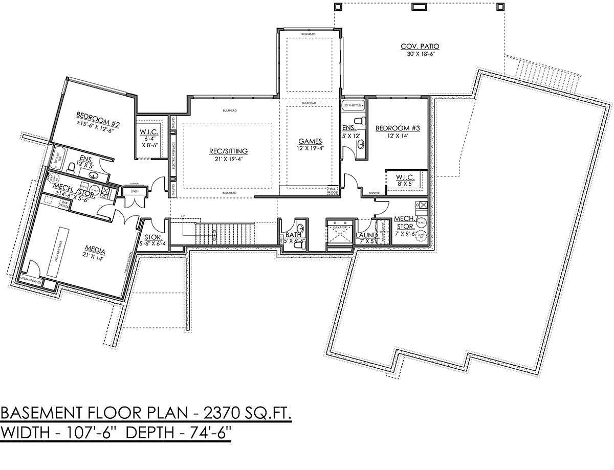 Contemporary Modern Lower Level of Plan 83319