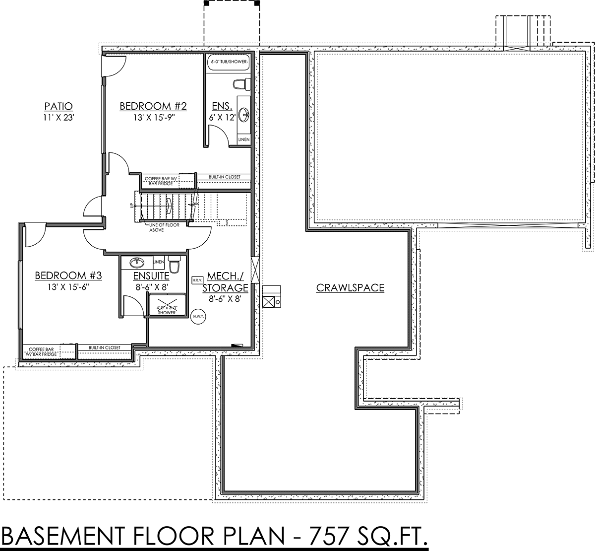 Contemporary Modern Lower Level of Plan 83321