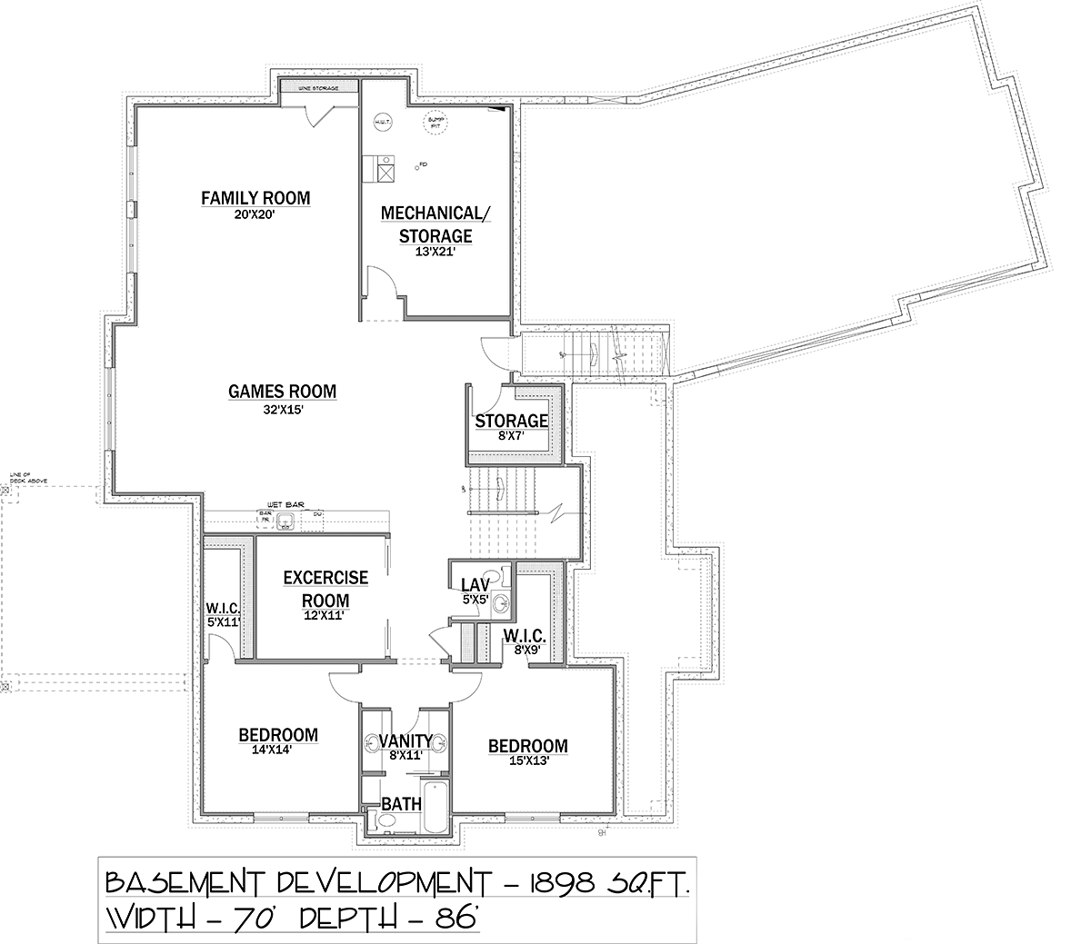 Craftsman Traditional Lower Level of Plan 83322