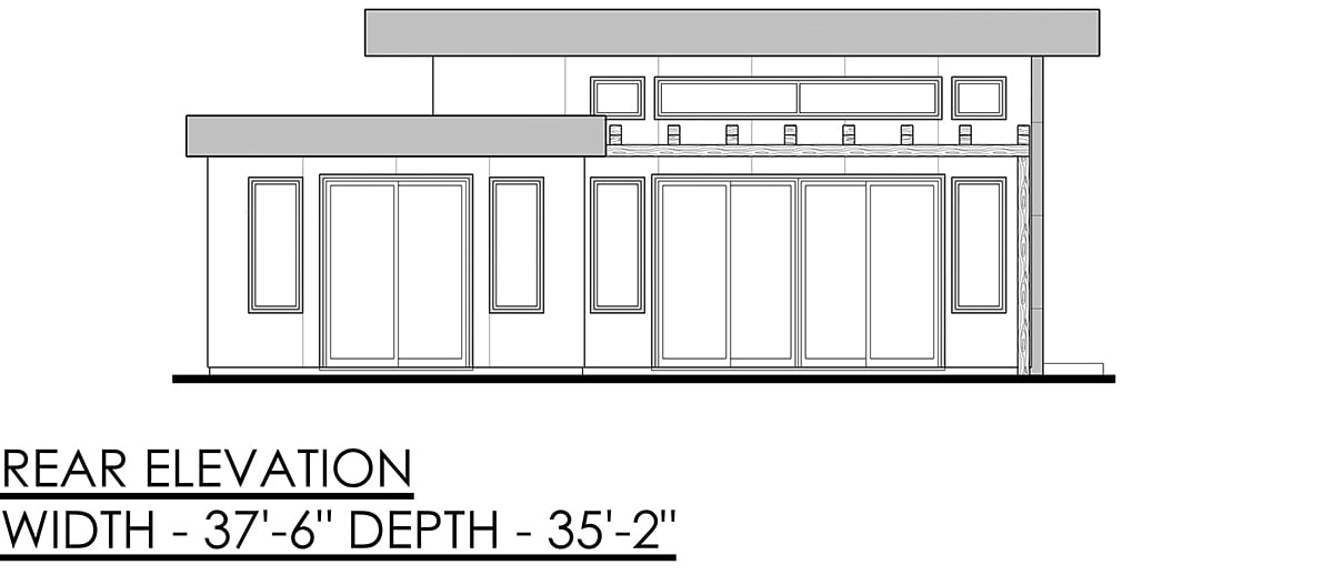 Modern Rear Elevation of Plan 83328