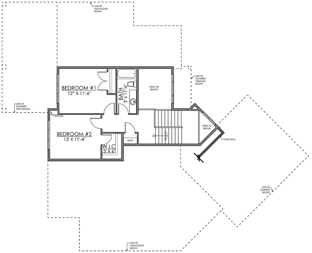Contemporary Farmhouse Level Two of Plan 83345