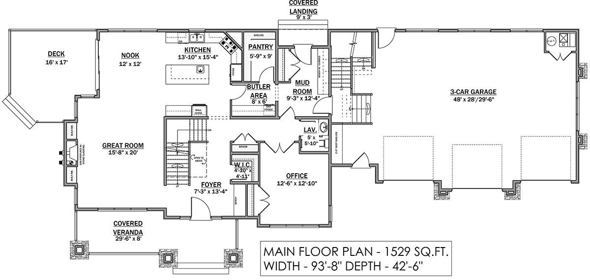 Craftsman New American Style Traditional Level One of Plan 83367