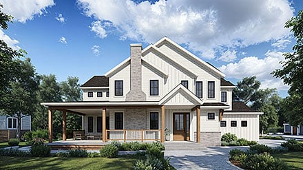Contemporary Farmhouse New American Style Elevation of Plan 83388