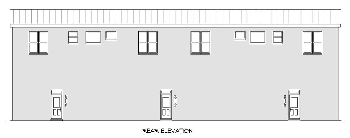 Contemporary Saltbox Southwest Rear Elevation of Plan 83401